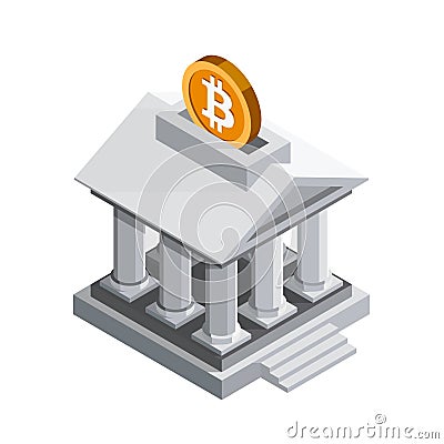 Stock exchange and bitcoin icon Cartoon Illustration