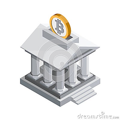 Stock exchange and bitcoin icon Cartoon Illustration