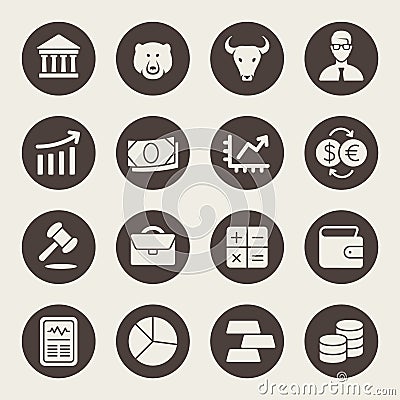 Stock Exchange icon set. Vector illustration Cartoon Illustration