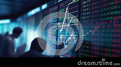 Stock exchange market chart, Stock market data on display. Business analysis concept. Investing and stock market. Generative Ai Stock Photo