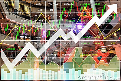 Stock financial index show successful investment sale on New Year. Stock Photo