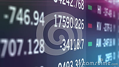 Stock financial numbers on led screen, wall of indice and market information Stock Photo