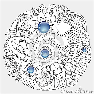 Stock floral doodle pattern. decorative element Vector Illustration