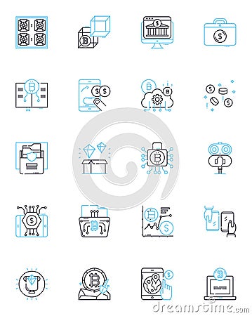 Stock forecasting linear icons set. Prediction, Trends, Analysis, Indicators, Portfolio, Forecast, Volatility line Vector Illustration