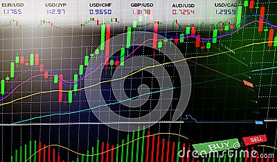 Stock Forex trading - Business graph charts of financial / forex charts graph board data information Stock Photo