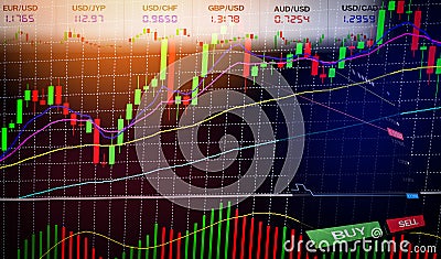 Stock Forex trading - Business graph charts of financial / forex charts graph board data information Stock Photo