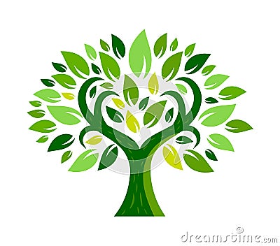 Colorful green color Tree Logo. Vector Illustration