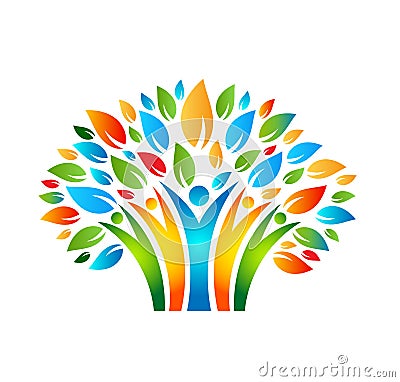 People tree icon with colorful leaves. Vector Illustration