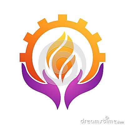 Gear flame vector illustration. Vector Illustration