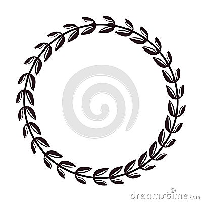 Round laurel Wreaths and branches. Vector Illustration