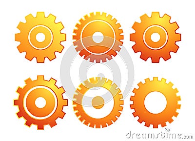 Gear Silhouettes vector illustration set. Vector Illustration