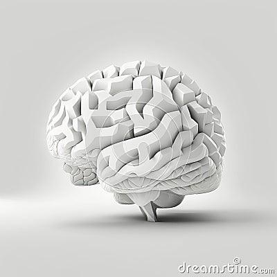 Minimalist White Brain on Empty Background: Clean and Simple Concept, generative ai Cartoon Illustration