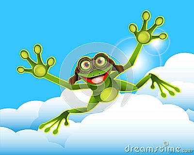 Stock Illustration Frog in the Clouds Vector Illustration