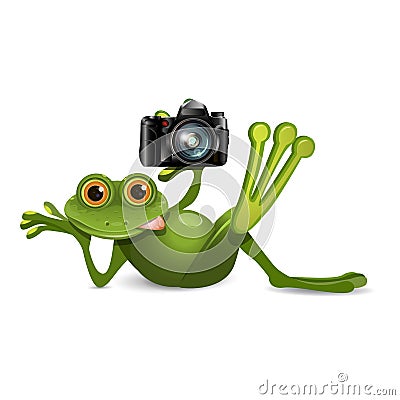 Stock Illustration Frog Holding Camera Vector Illustration