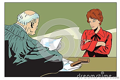 Stock illustration. Judge in courtroom. Vector Illustration