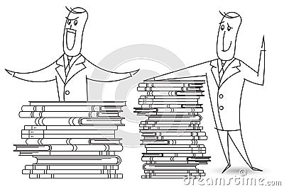 Stock illustration. A man named Bob and a stacks of books Vector Illustration