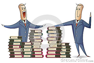 Stock illustration. A man named Bob and a stacks of books Vector Illustration