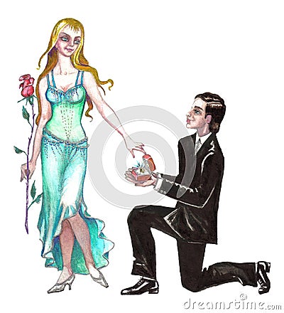 Stock illustration of Marriage Proposal Cartoon Illustration