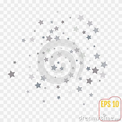 Stock illustration. Silver falling stars on a transparent Vector Illustration