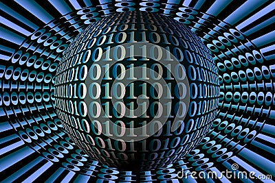 Stock Image of Binary Code Sphere Cartoon Illustration