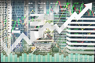 Stock index financial economy investment on real estate business. Stock Photo
