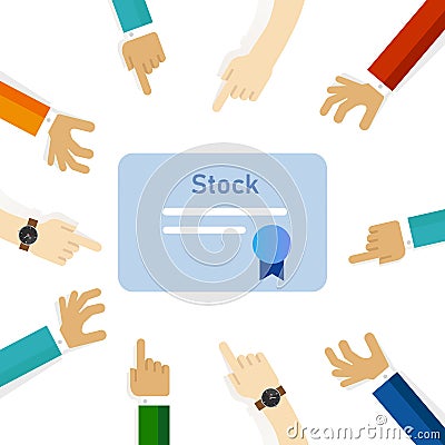 Stock investment paper market exchange trade hand pointing team focus on concept discus Stock Photo