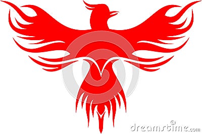 Stock logo red phoenix bird flying Vector Illustration