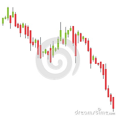 Stock market candle stick chart going down Vector Illustration