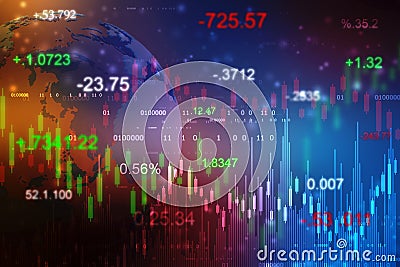 Stock market chart. Business graph background, Financial Background Cartoon Illustration