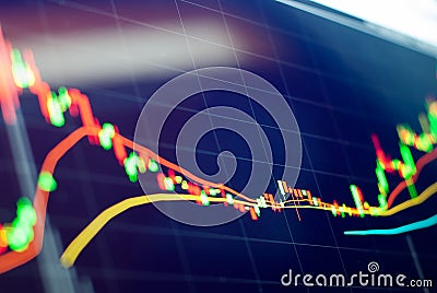 Stock market chart data on LED display concept Stock Photo