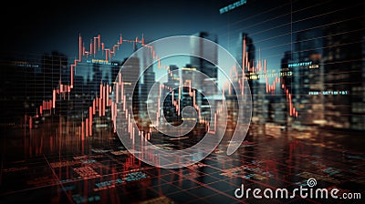 Stock market crash background design. Financial data analyze. Red bar graph diagrams. Generative AI Stock Photo