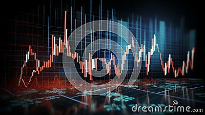 Stock market crash background design. Financial data analyze. Red bar graph diagrams. Generative AI Stock Photo
