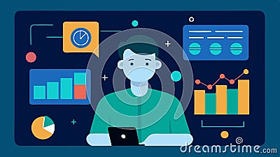 Stock Market Dashboard Create an illustration of a digital dashboard displaying various financial indicators with an AI Cartoon Illustration
