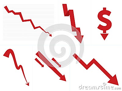 Stock Market Down/Crash Arrows Stock Photo