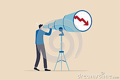 Stock market forecast downfall vision to see future economic crisis or market crash concept panic businessman investor look Vector Illustration