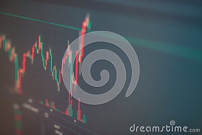 Abstract background of stock market, graph and money movement, sell, buy candlestick Stock Photo