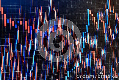 Stock market graph. Bar graphs, diagrams, financial figures. Trading on market concept. Closeup photo. Stock trade live forex Cartoon Illustration