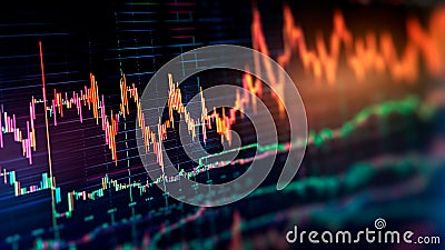 Stock market graph unfolds on the computer screen, Generative AI Stock Photo