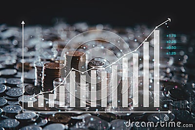 Stock market graphs and chart analysis business analysis show profit with a business chart the world`s economic investments and Stock Photo