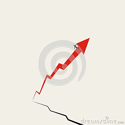 Stock market growth vector concept with upward arrow for profits. Symbol of exchange success, price rise, climb. Vector Illustration