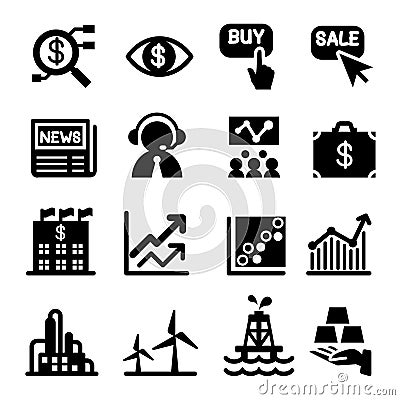 Stock market icon set. Vector illustration Cartoon Illustration