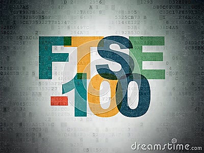 Stock market indexes concept: FTSE-100 on Digital Data Paper background Editorial Stock Photo