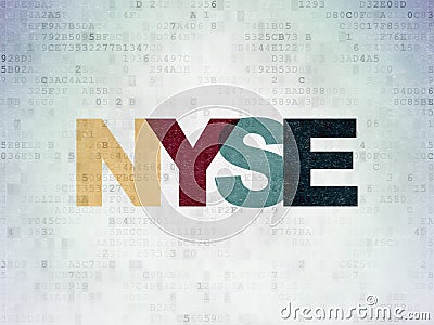 Stock market indexes concept: NYSE on Digital Data Paper background Editorial Stock Photo