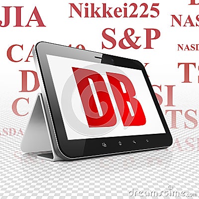 Stock market indexes concept: tablet computer with db on display Stock Photo