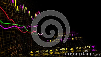 Stock market indices are moving in the virtual space. Economic growth, recession Stock Photo