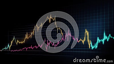 Stock market investment trading graph glowing lines and diagram background Stock Photo