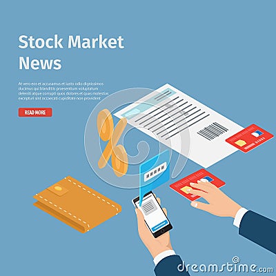 Stock Market News Internet Info Page Illustration Vector Illustration