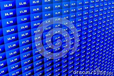 Stock market price digital display abstract. Modern virtual technology, illustration binary code on abstract technology background Cartoon Illustration