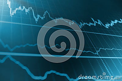 Stock market quotes on display. Share price quotes. Bitcoin price watch. Stock Photo