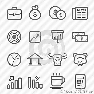 Stock and market symbol line icon set Vector Illustration